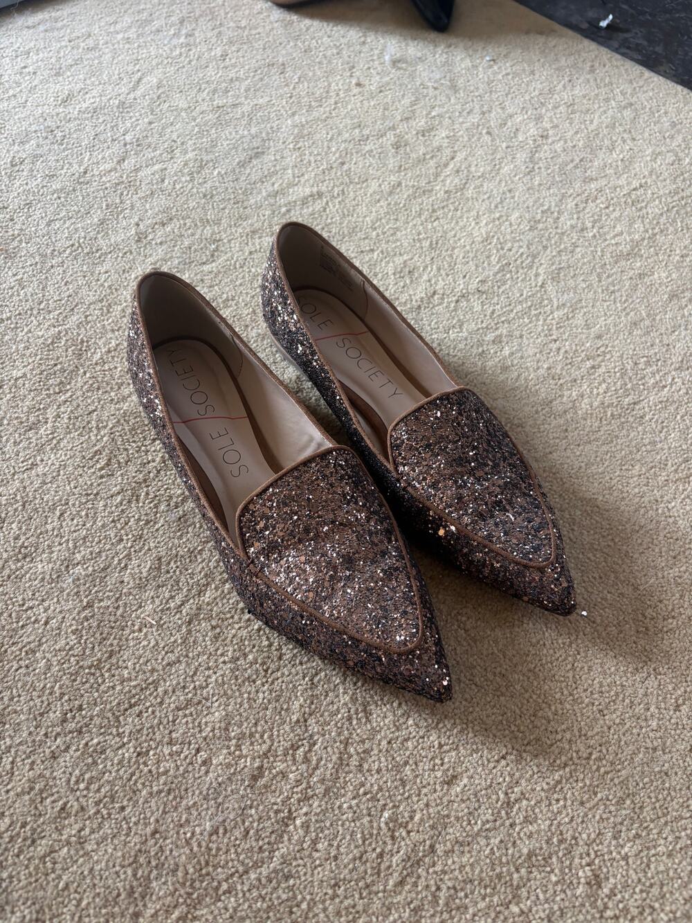 Sole Society Camila Bronze Pointed Toe Loafer Flats
